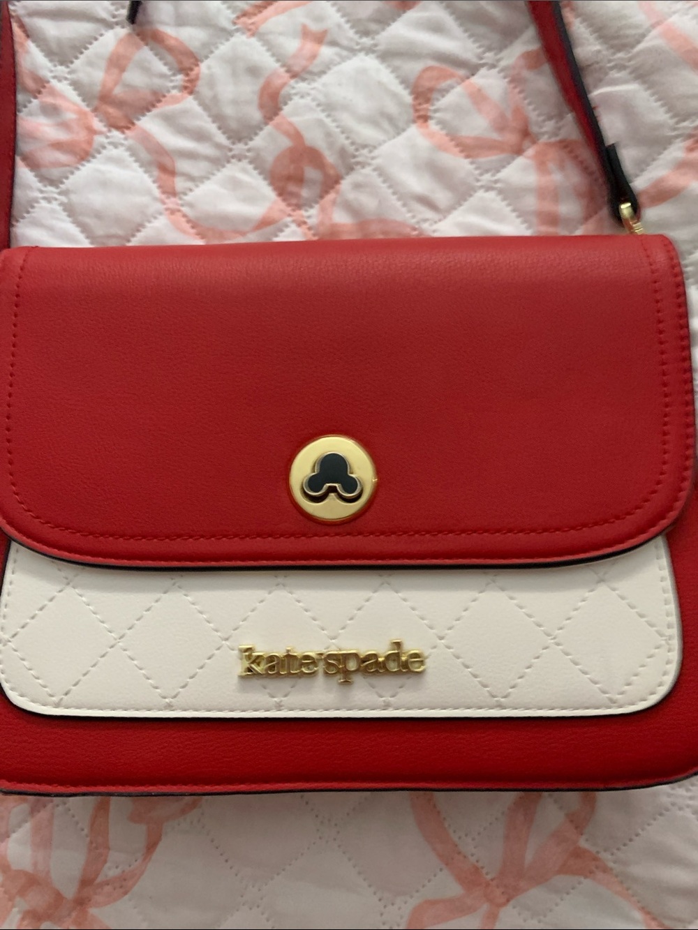 kate spade Red and White Quilted Flap Crossbody Bag